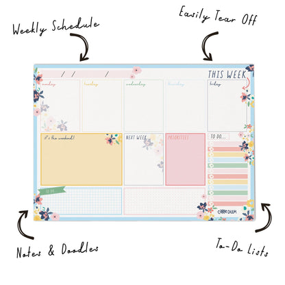 Weekly Planner Pad - Ditzy Floral - Pack 6 - Loomini