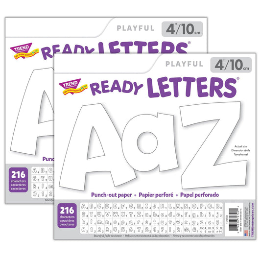 White 4" Playful Combo Ready Letters®, 216 Pieces Per Pack, 2 Packs - Loomini