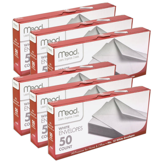 White Gummed Business Envelopes, 4 1/8 x 9 1/250#10, 50 Per Pack, 10 Packs - Loomini