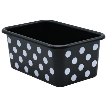 White Polka Dots on Black Small Plastic Storage Bin, Pack of 3 - Loomini