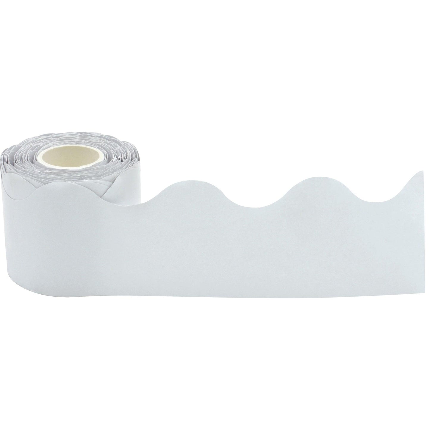 White Scalloped Rolled Border Trim, 50 Feet Per Roll, Pack of 3 - Loomini