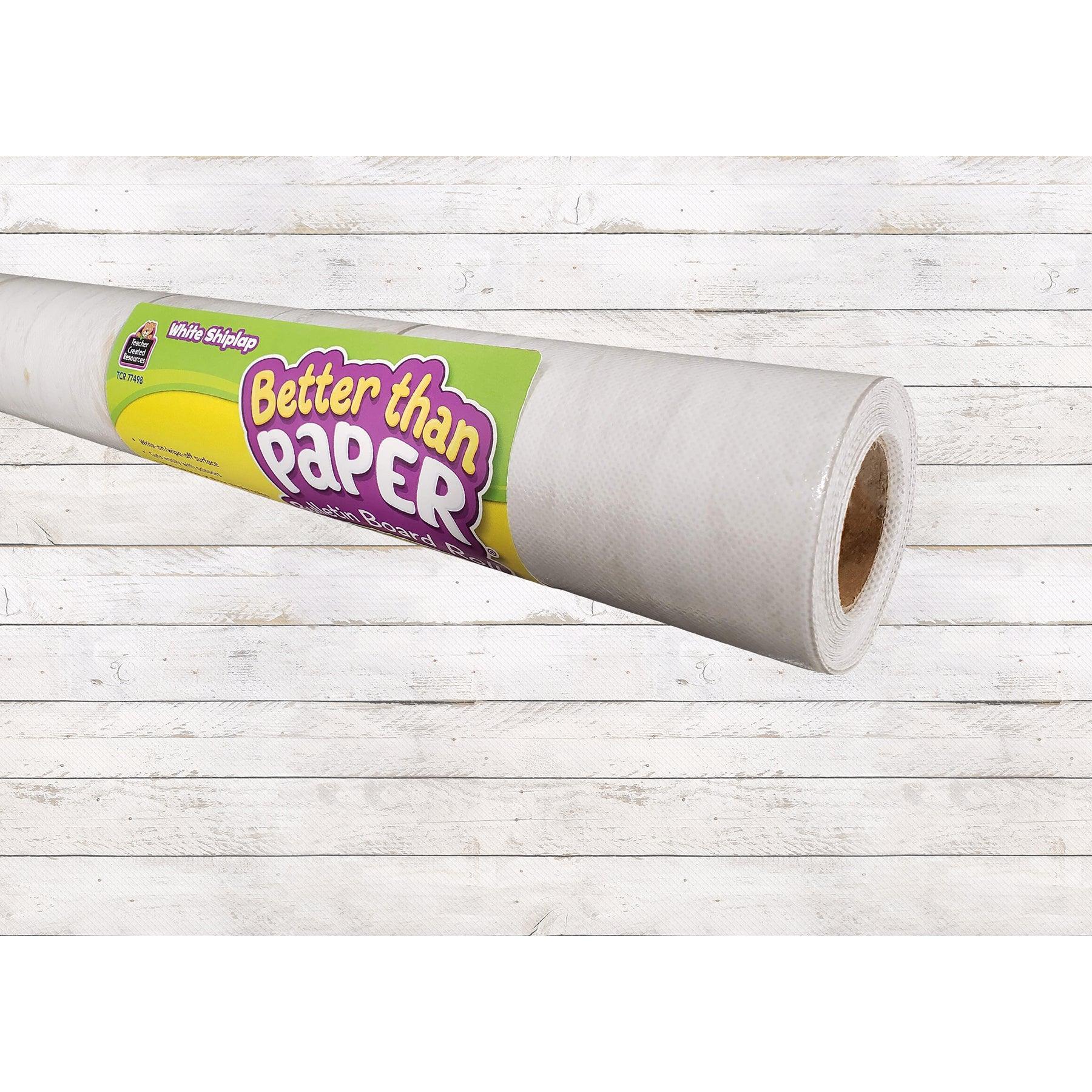 White Shiplap Better Than Paper Bulletin Board Roll, 4' x 12', Pack of 4 - Loomini