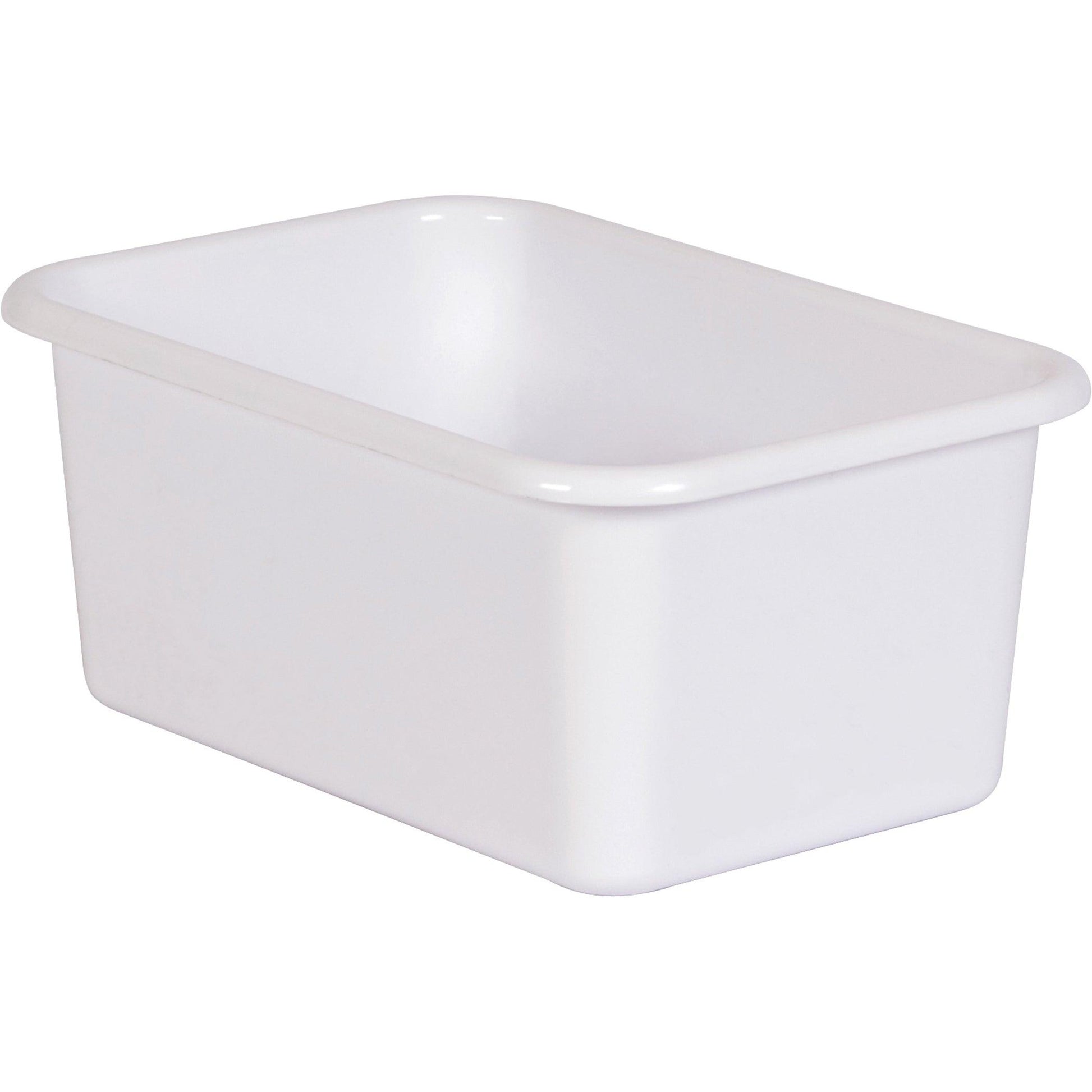 White Small Plastic Storage Bin, Pack of 6 - Loomini