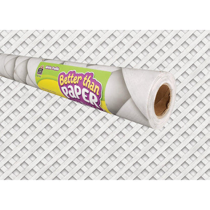 White Trellis Better Than Paper Bulletin Board Roll, 4' x 12', Pack of 4 - Loomini