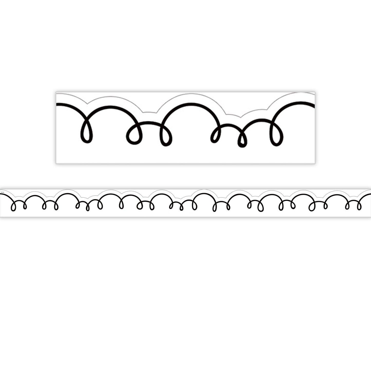 White with Black Squiggles Die-Cut Border Trim, 35 Feet Per Pack, 6 Packs - Loomini