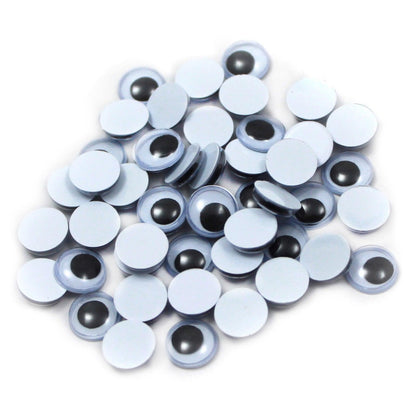 Wiggle Eyes 10mm, Black, 50 Per Pack, 24 Packs - Loomini