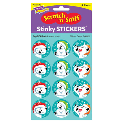 Winter Bears/PepBEARmint Stinky Stickers®, 48 Per Pack, 6 Packs - Loomini