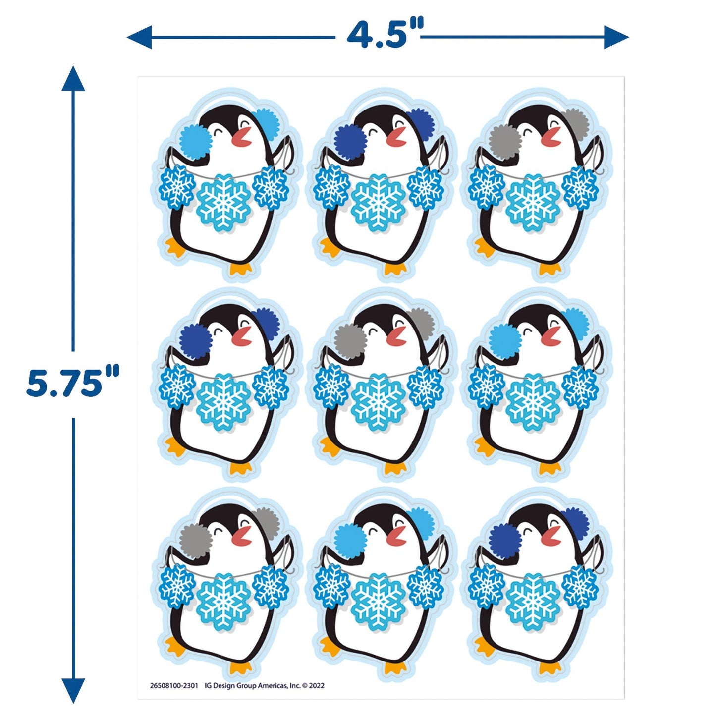 Winter Penguin Giant Stickers, 36 Per Pack, 12 Packs - Loomini
