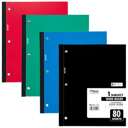 Wireless Neatbook Notebook, 1-Subject, Wide Ruled, Pack of 6 - Loomini