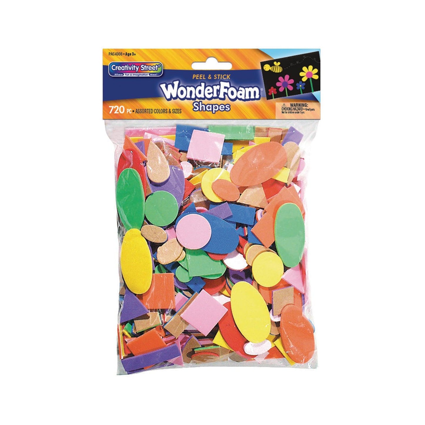 WonderFoam® Peel & Stick Shapes, Assorted Shapes, Colors & Sizes, 720 Pieces Per Pack, 3 Packs - Loomini