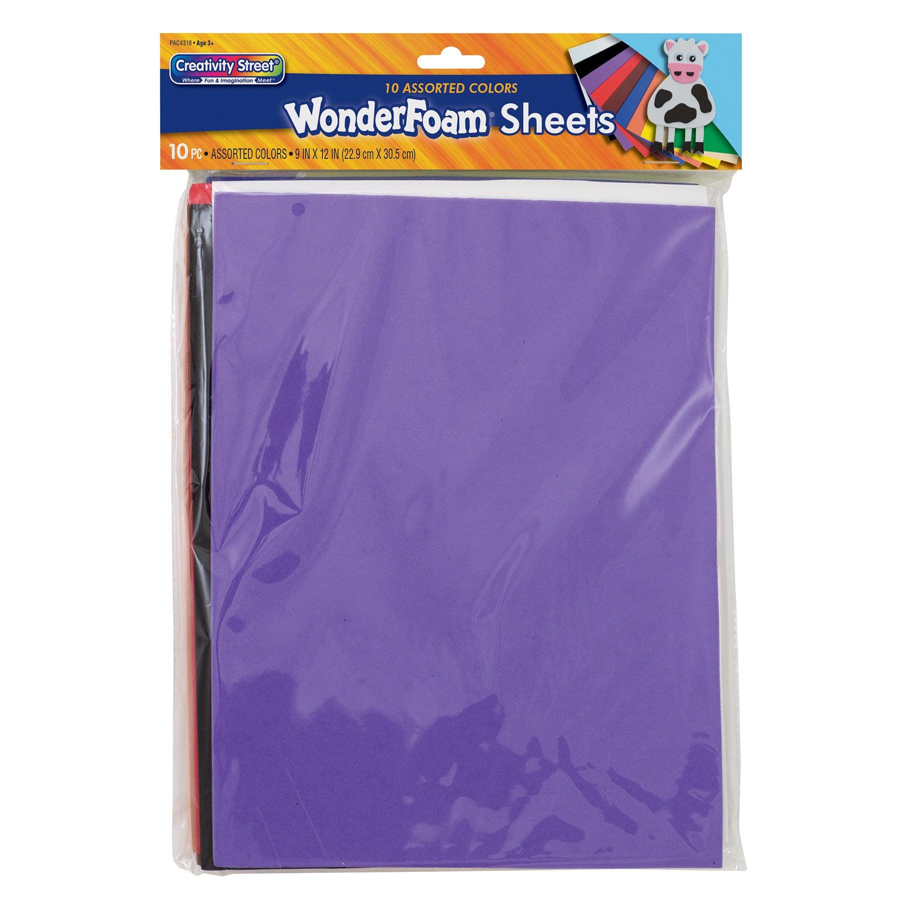 WonderFoam® Sheets, Assorted 10 Colors, 9" x 12", 10 Per Pack, 3 Packs - Loomini