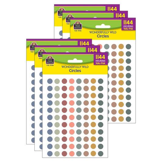 Wonderfully Wild Circles Mini Stickers Valu-Pak, 1144 Per Pack, 6 Packs - Loomini