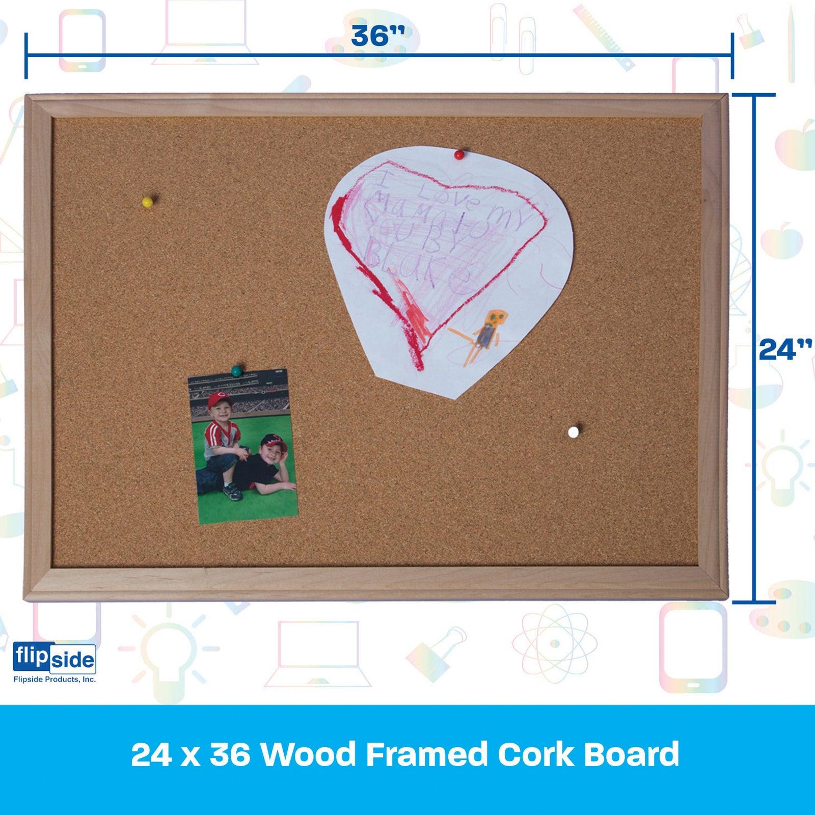 Wood Framed Cork Board, 24" x 36" - Loomini