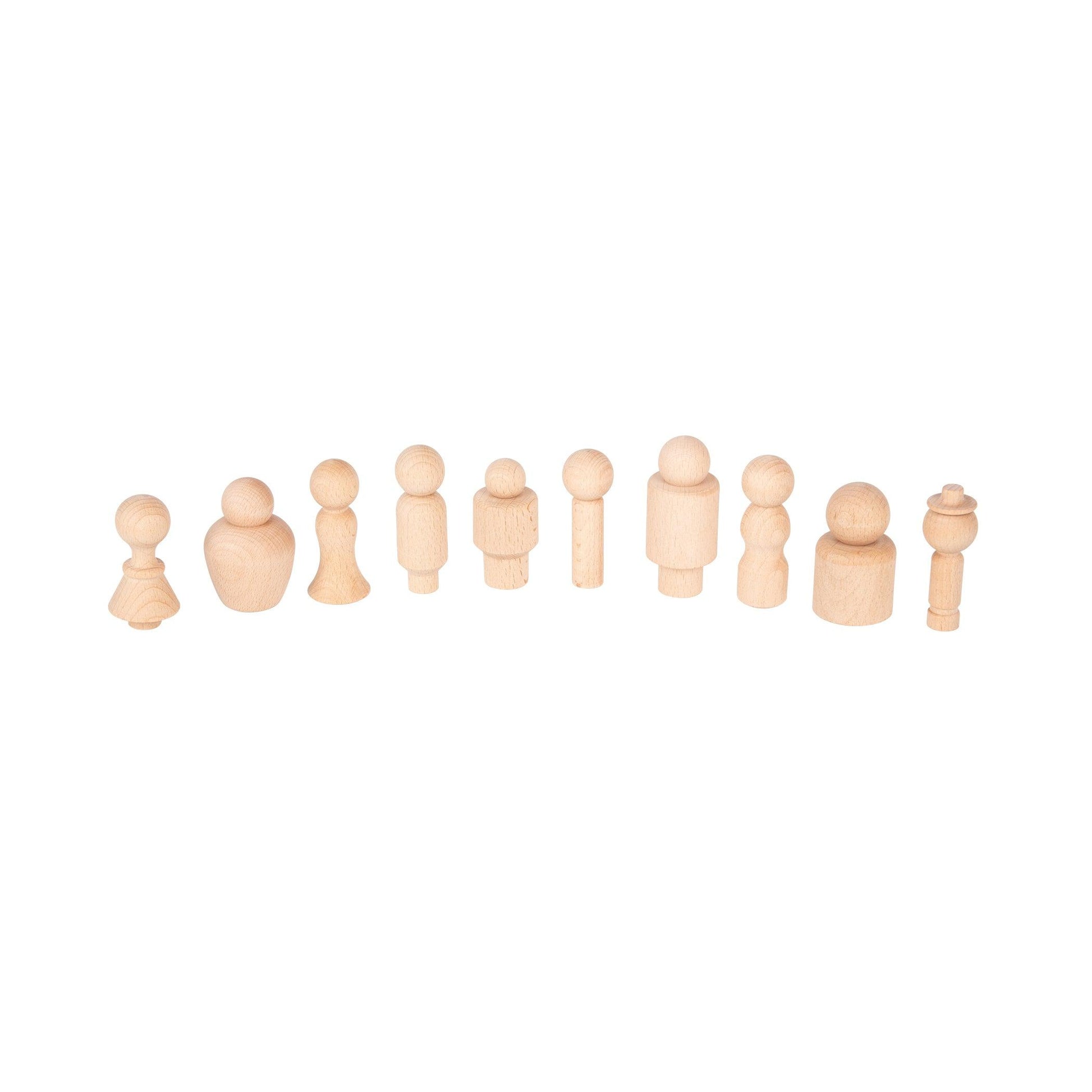 Wooden Community Figures - Set of 10 - For Ages 18m+ - Wooden Peg Dolls for Kids - 10 Different Shapes - Loose Parts Wooden Toys for Toddlers - Loomini