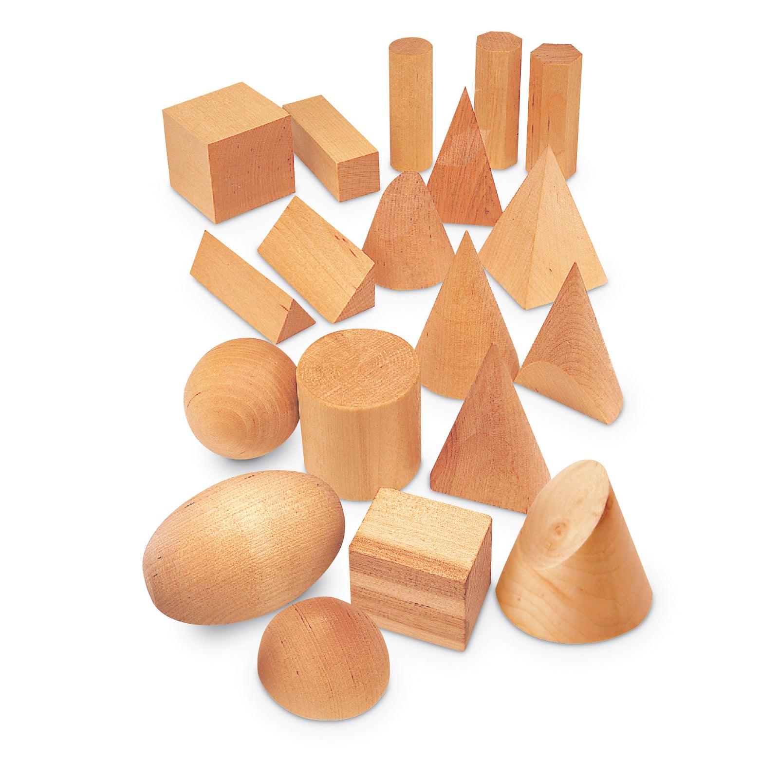 Wooden Geometric Solids, Set of 19 - Loomini