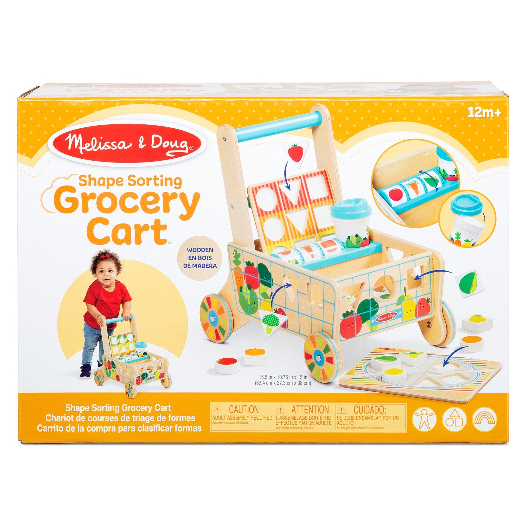 Wooden Shape Sorting Grocery Cart - Loomini