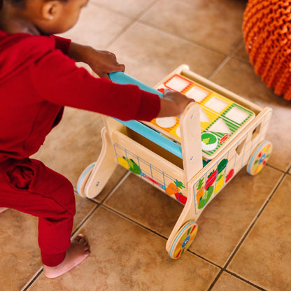 Wooden Shape Sorting Grocery Cart - Loomini