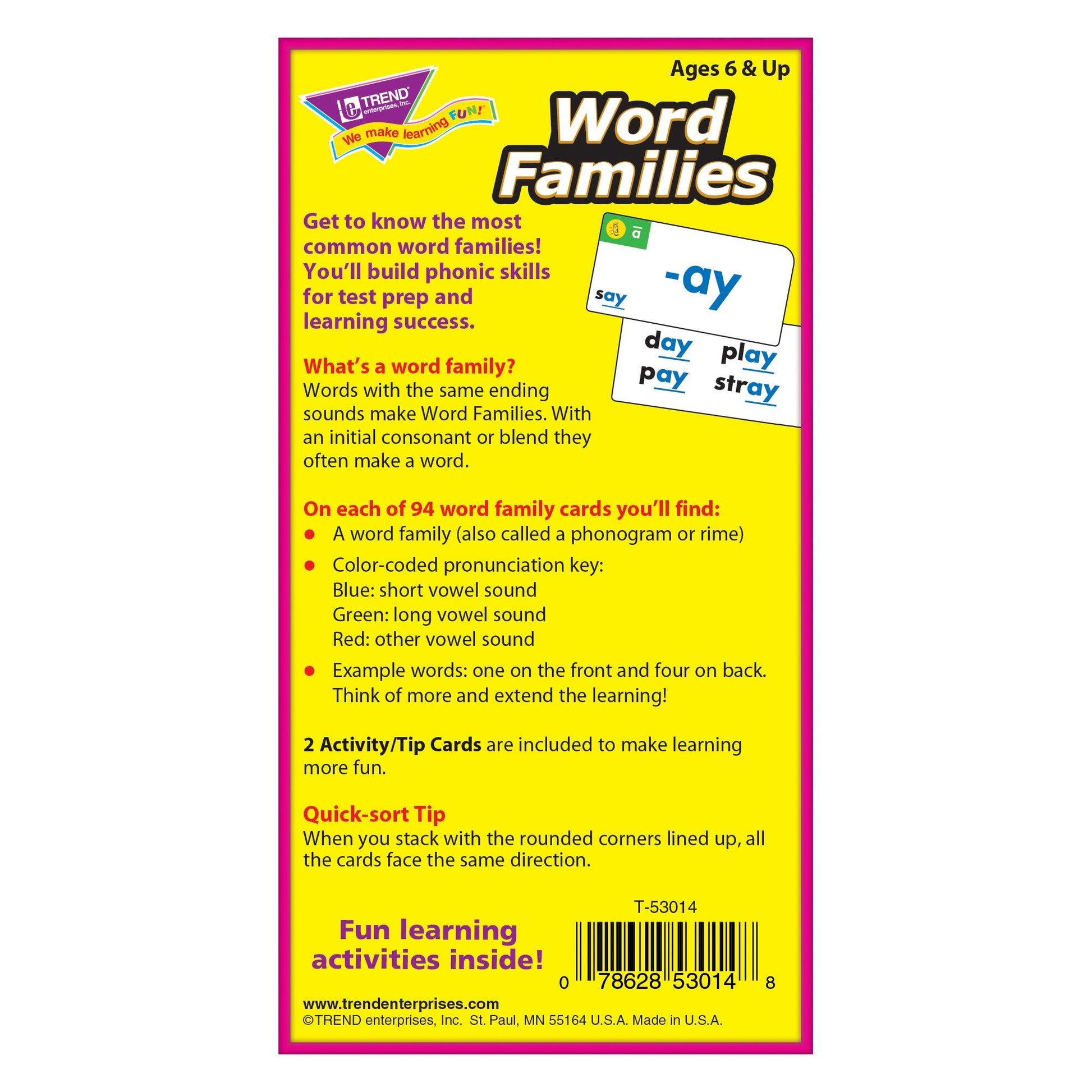 Word Families Skill Drill Flash Cards, 3 Packs - Loomini