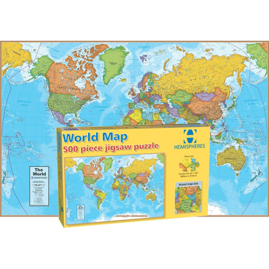 World Map Jigsaw Puzzle, 500 Pieces - Loomini