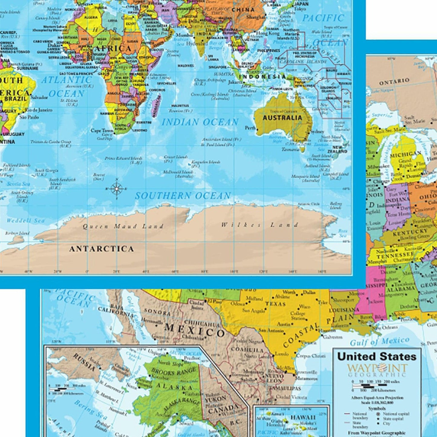 World/USA Laminated Notebook Maps, 32 Count - Loomini