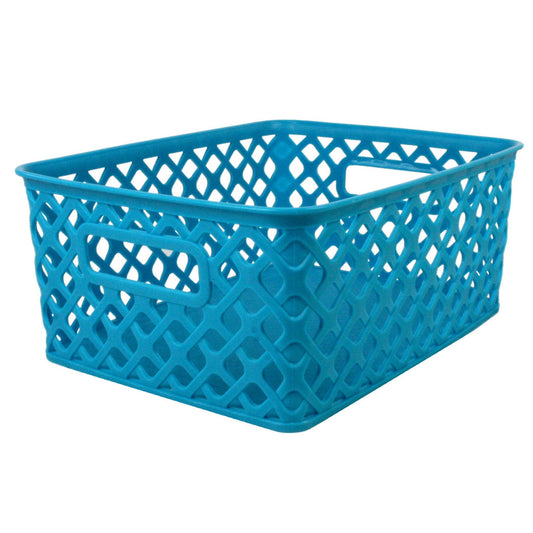 Woven Basket, Small, Turquoise, Pack of 3 - Loomini