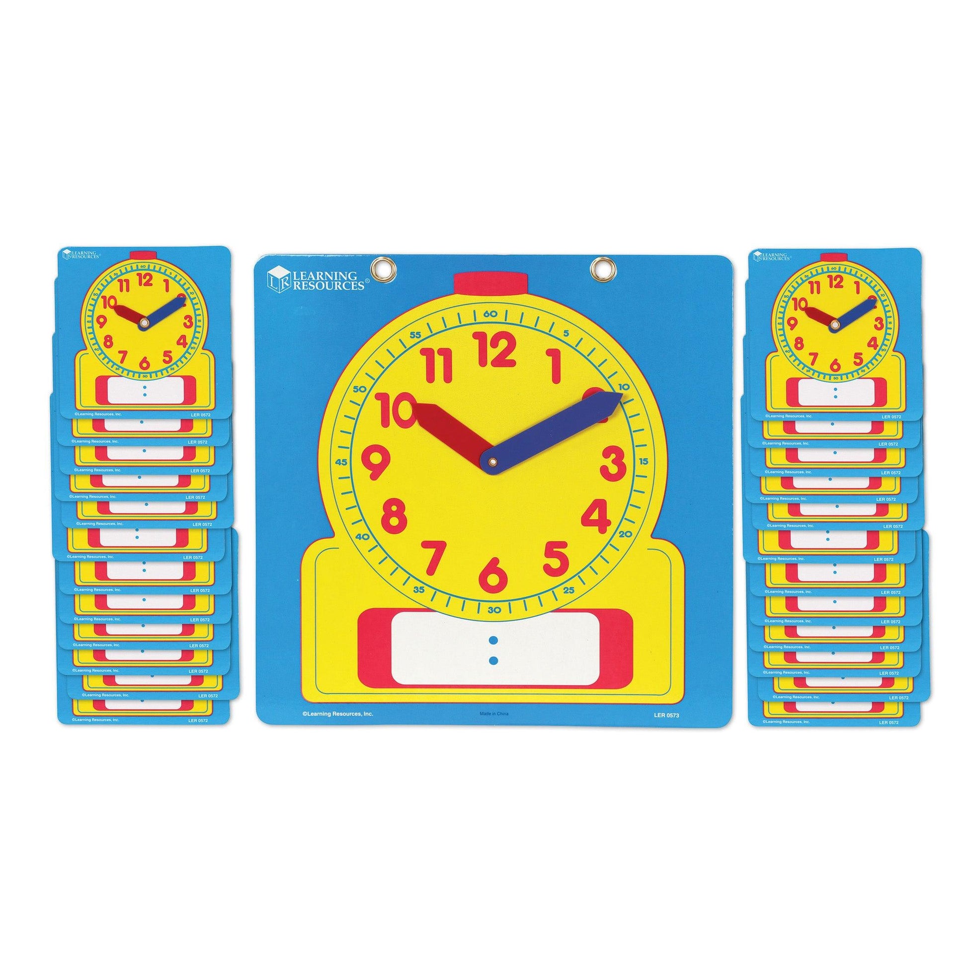 Write & Wipe Clocks Classroom Set, 1 Demonstration Clock, 24 Student Clocks - Loomini
