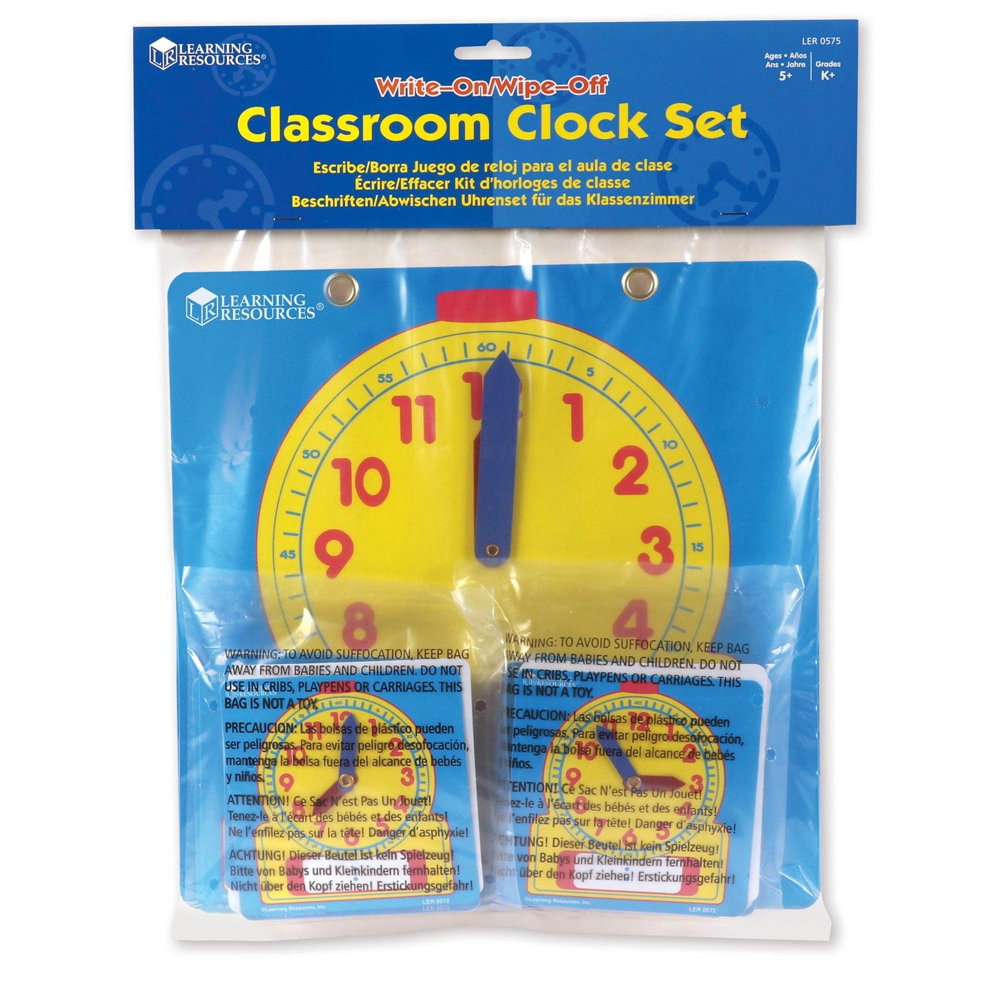 Write & Wipe Clocks Classroom Set, 1 Demonstration Clock, 24 Student Clocks - Loomini