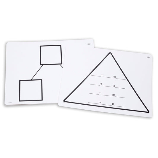 Write-On/Wipe-Off Fact Family Triangle Mats: Addition, Set of 10 - Loomini