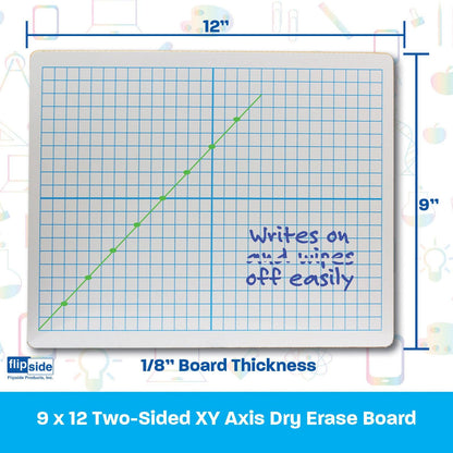 X Y Axis Dry Erase Board, Dual Sided, 9"W x 12"L, Pack of 12 - Loomini