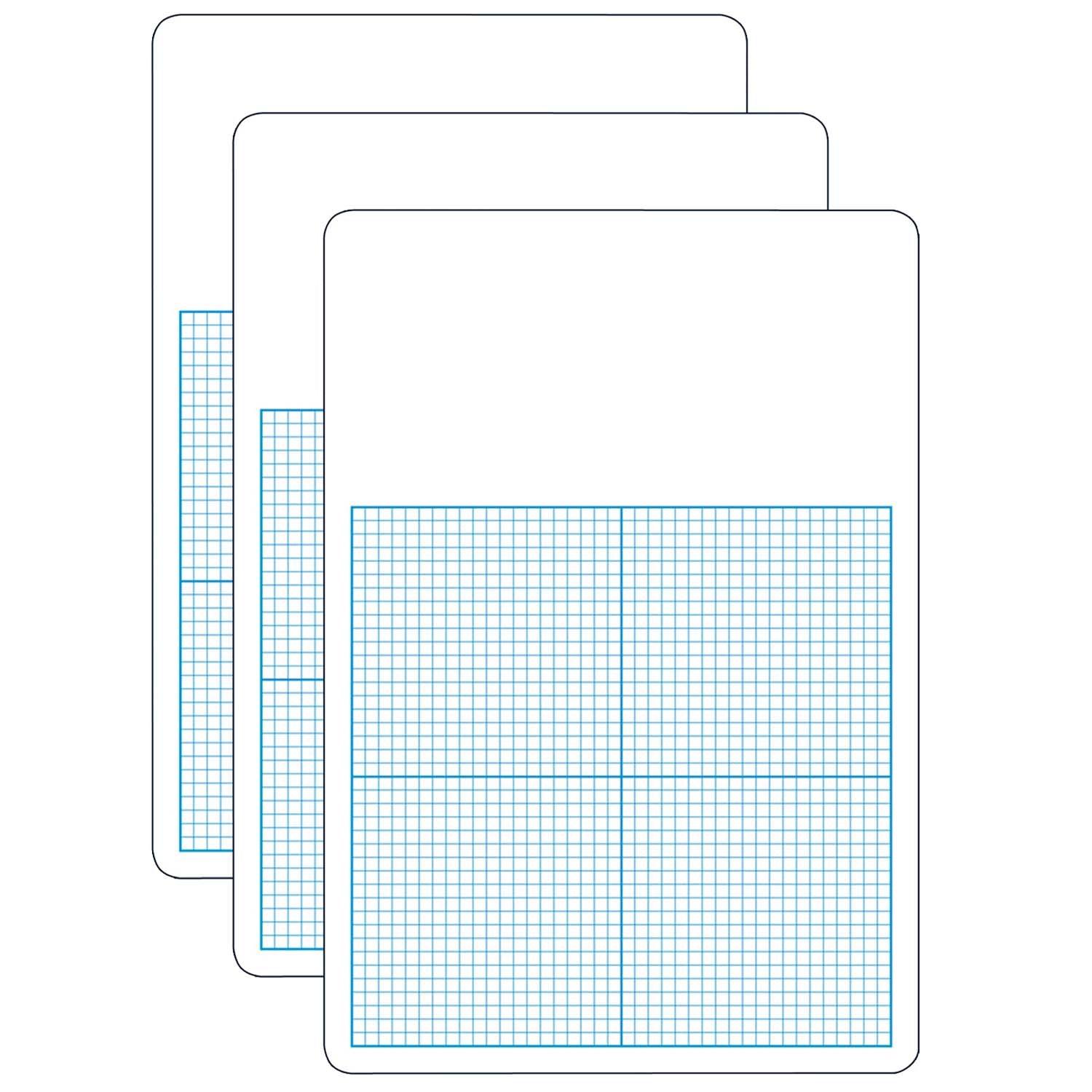 0.25" Graph Dry Erase Board, 11" x 16", Pack of 3 - Loomini