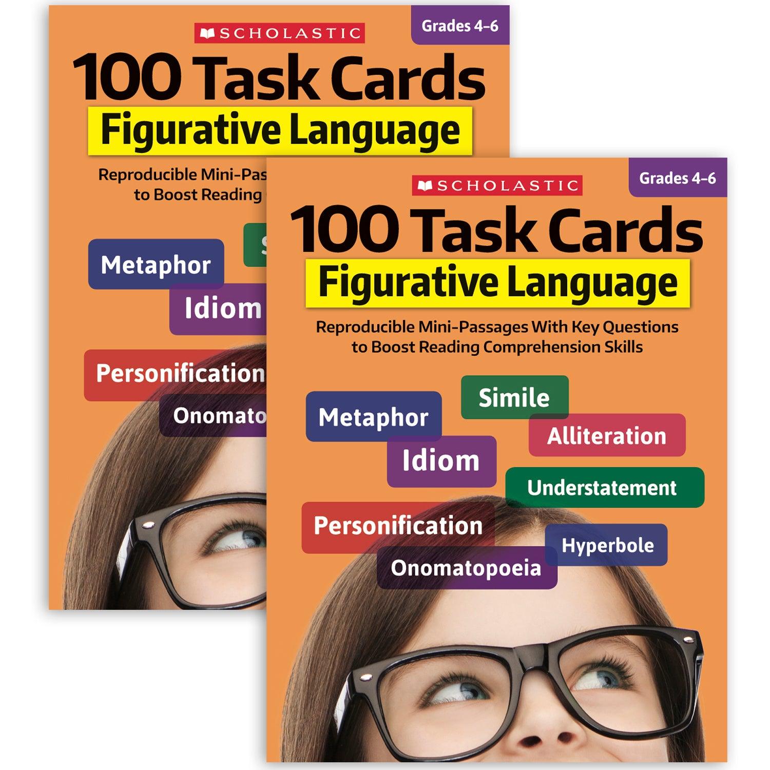 100 Task Cards: Figurative Language Activity Book, Pack of 2 - Loomini