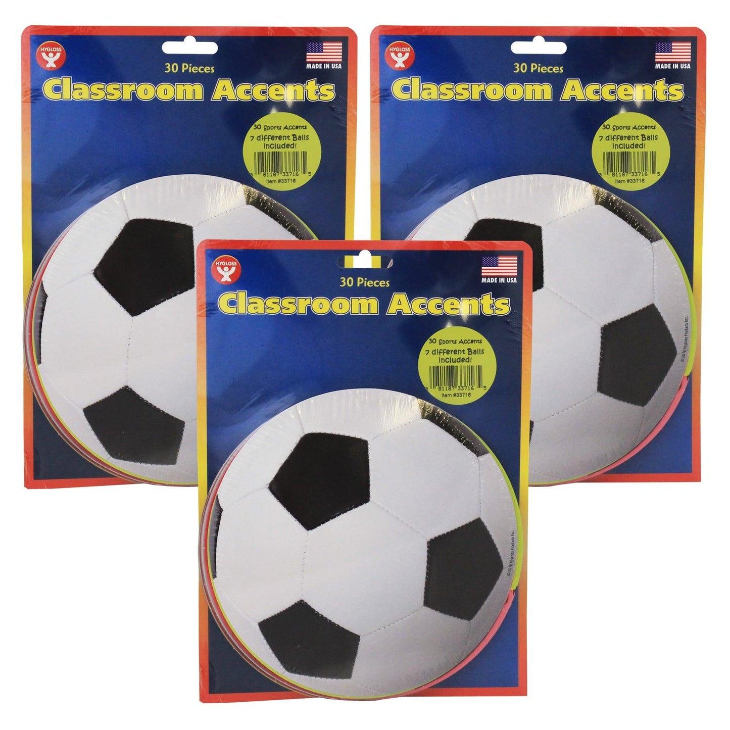 6" Sports Ball Accents, 30 Per Pack, 3 Packs - Loomini