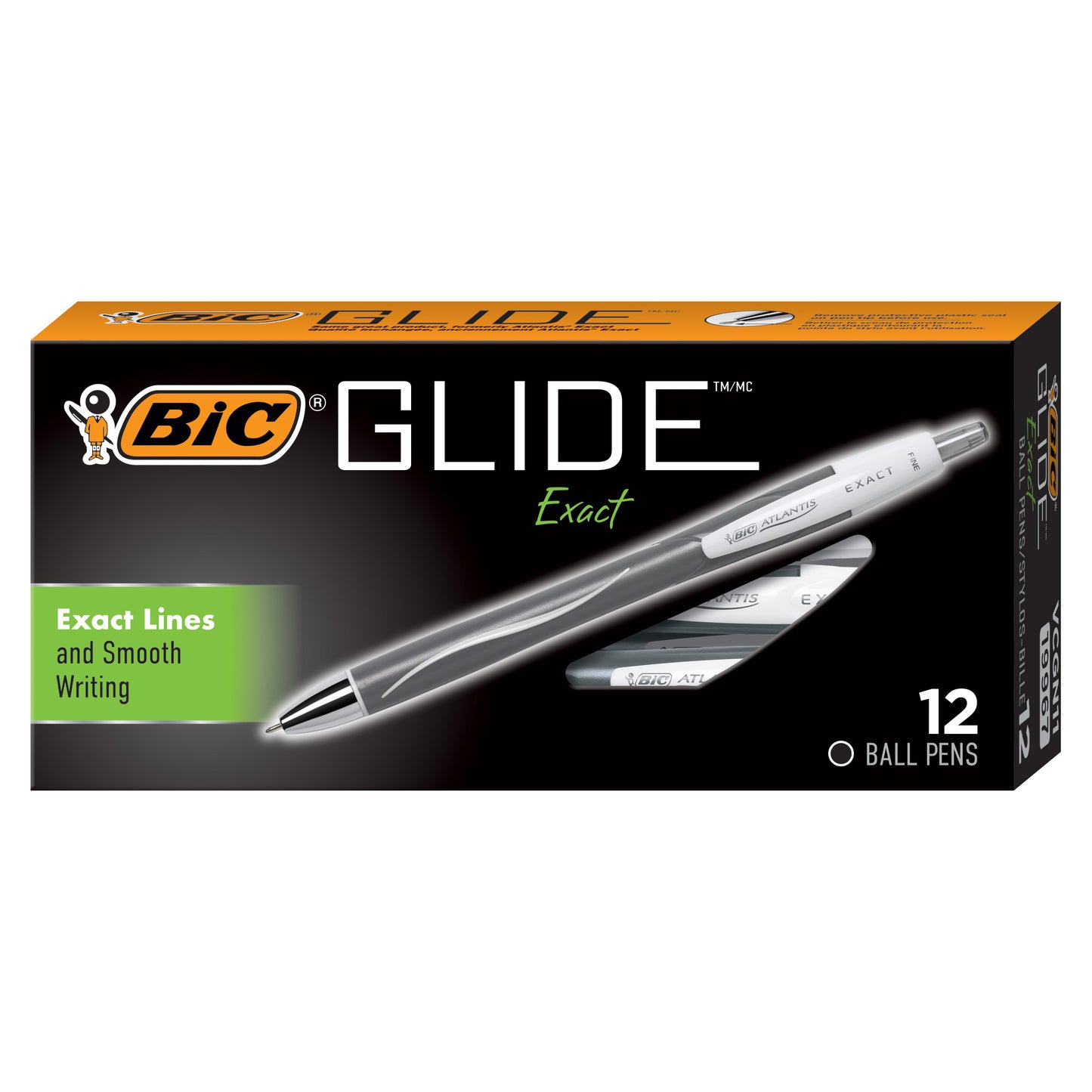 Glide™ Exact Retractable Ball Point Pen, Fine Point (0.7 mm), Black, 12-Count