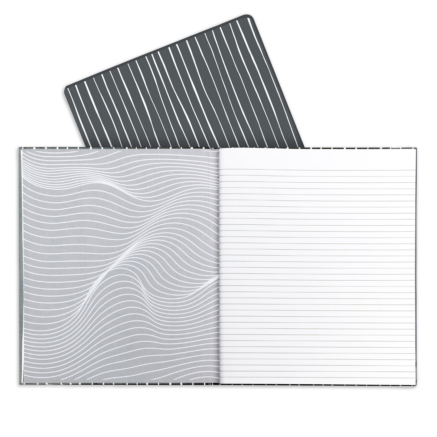 Professional Hardbound Notebook, 96 Page, College Ruled, 8-1/2" x 10-7/8", Charcoal & White Stripes, Pack of 2