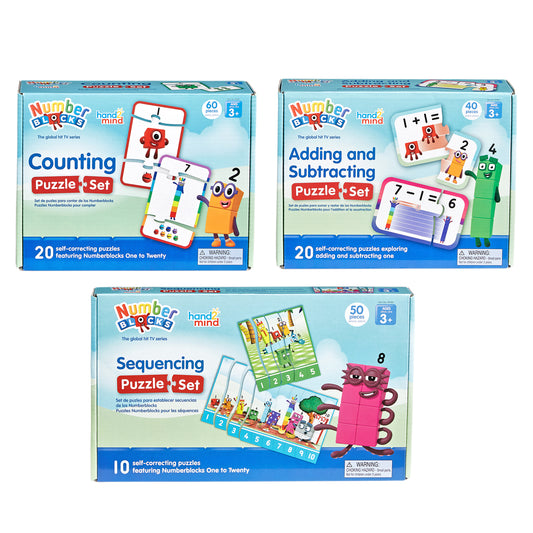 Numberblocks Puzzle Set 3-Pack, Counting, Addition & Subtraction, Sequencing