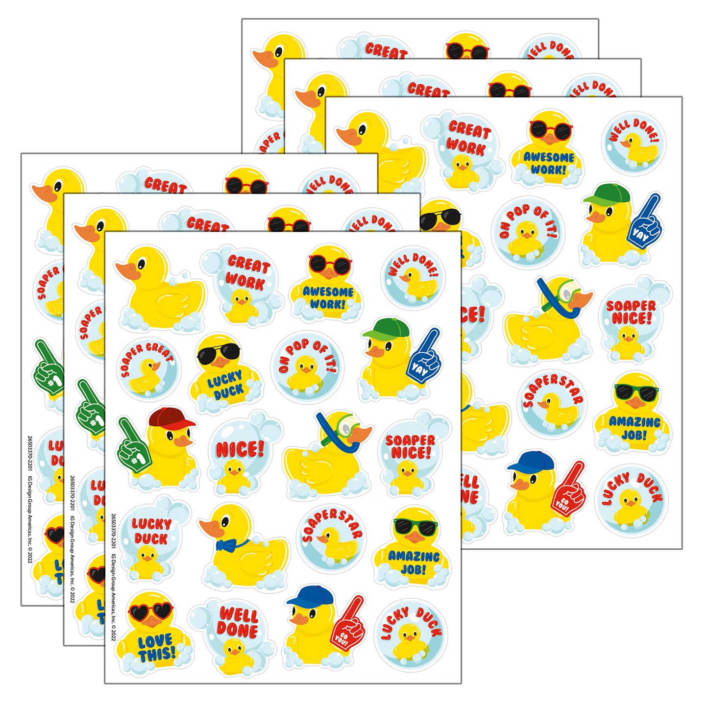 Rubber Duckies Bubblebath Scented Stickers, 80 Per Pack, 6 Packs
