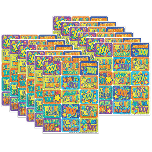 Color My World 100 Days Success Stickers, 120 Per Pack, 12 Packs