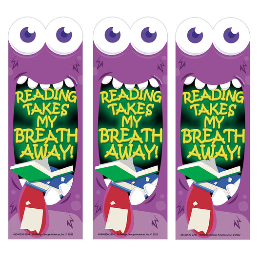 Reading Takes My Breath Away Monster Breath Scented Bookmarks, 24 Per Pack, 3 Packs