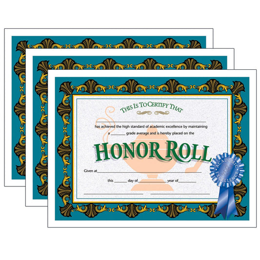 Honor Roll Certificate, 30 Per Pack, 3 Packs - Loomini