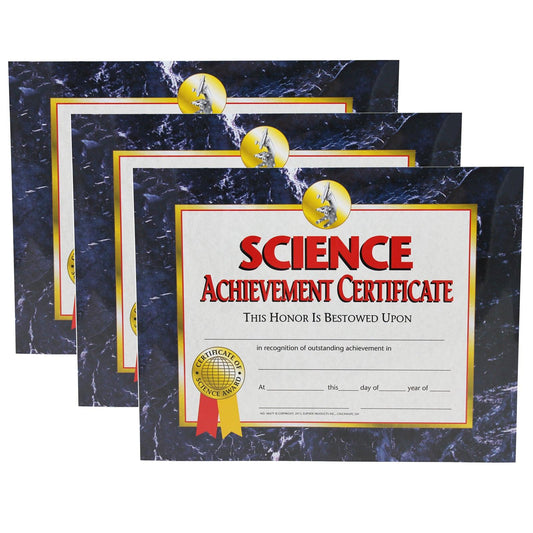 Science Achievement Certificate, 30 Per Pack, 3 Packs - Loomini