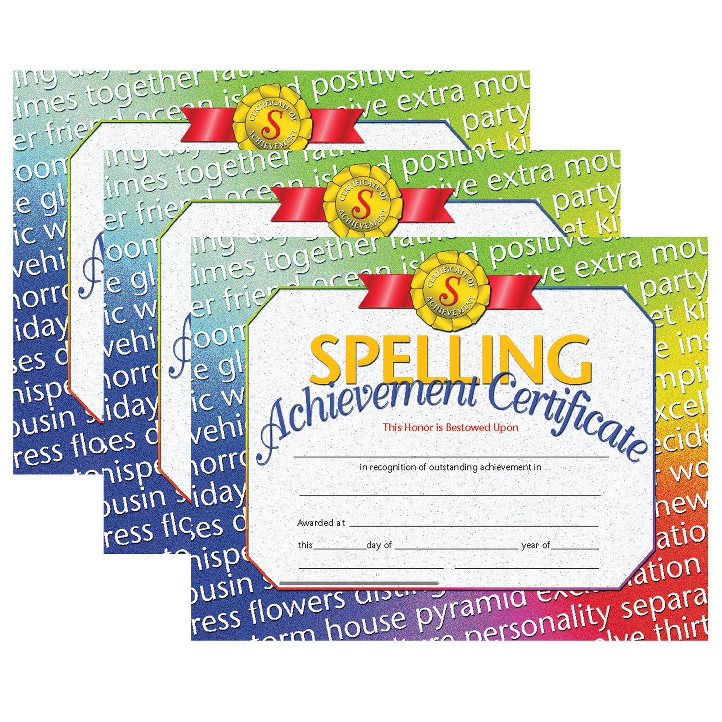 Spelling Achievement Certificate, 30 Per Pack, 3 Packs - Loomini