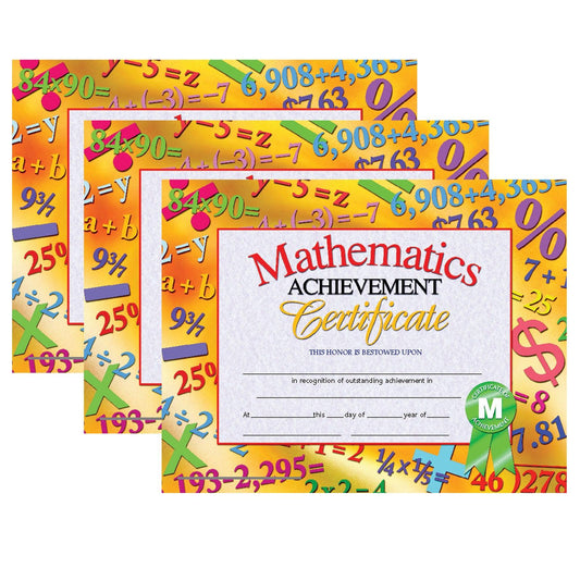 Mathematics Achievement Certificate, 30 Per Pack, 3 Packs - Loomini