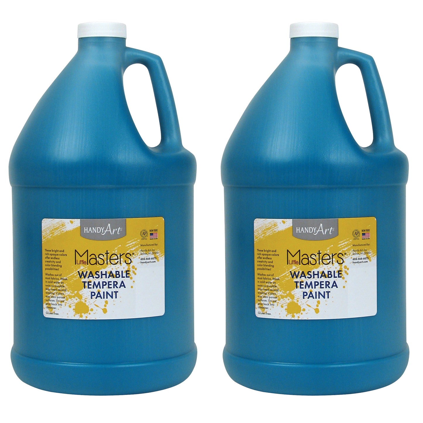 Little Masters® Washable Tempera Paint, Turquoise, Gallon, Pack of 2