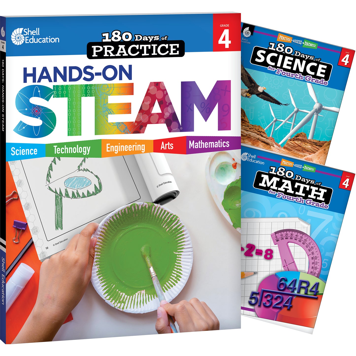 180 Days Books: STEAM, Science, & Math for Grade 4: Set of 3 Book