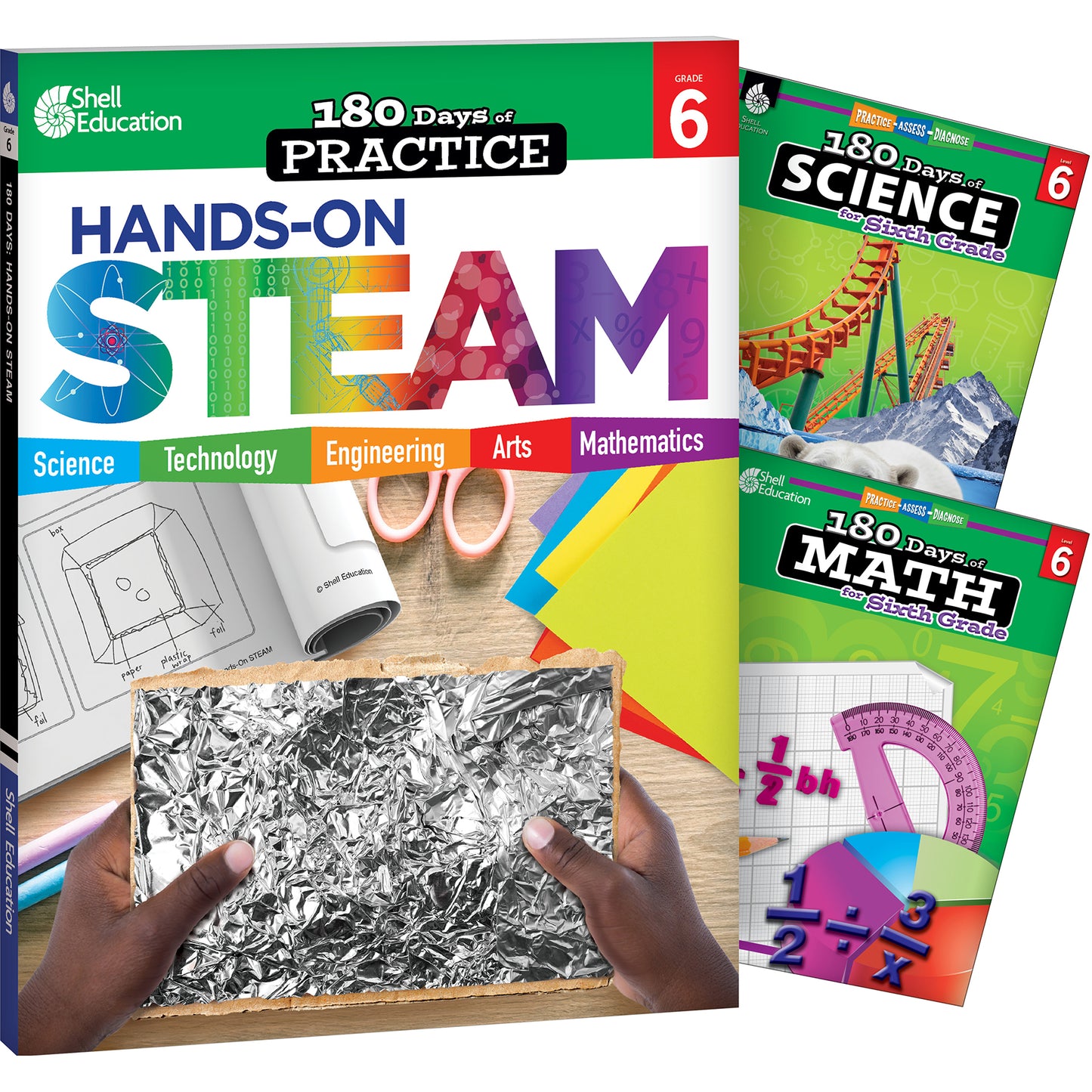 180 Days Books: STEAM, Science, & Math for Grade 6 - Set of 3 Books