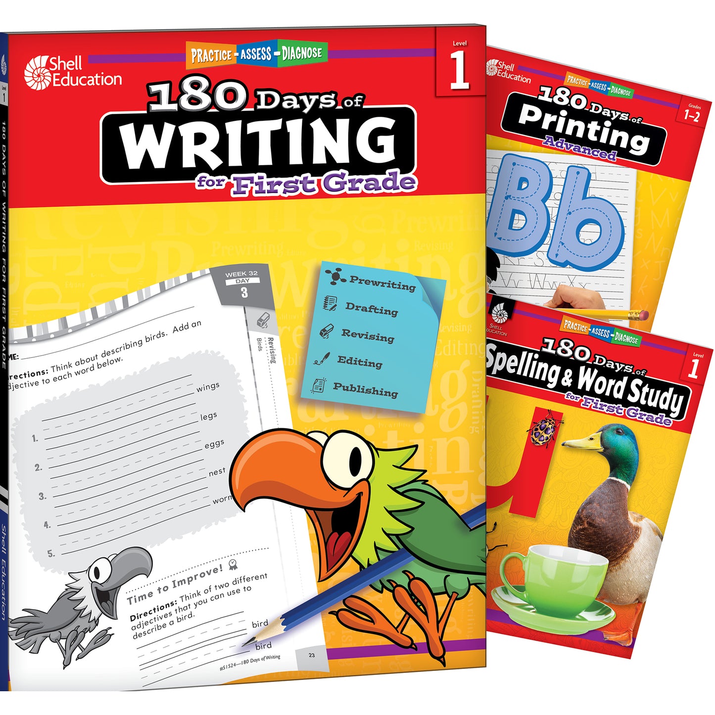 180 Days Books: Writing, Spelling, & Printing for Grade 1 - Set of 3 Books