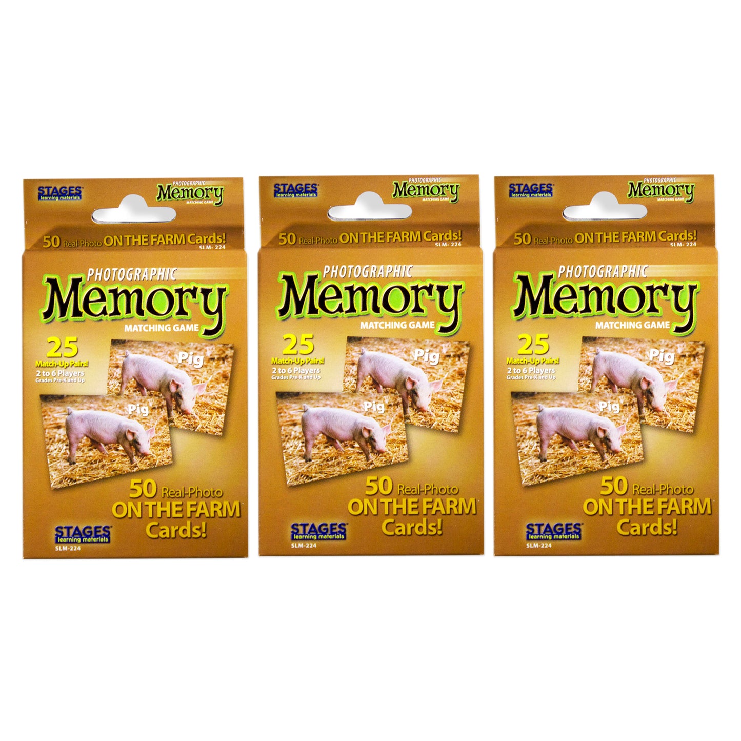 Stages Learning Materials Photographic Memory Matching Game, On the Farm, Pack of 3