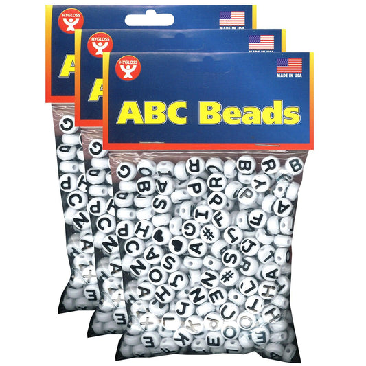 ABC Beads, Black and White, 300 Per Pack, 3 Packs - Loomini