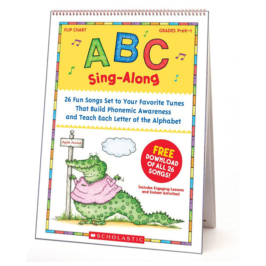 ABC Sing-Along Flip Chart: 26 Fun Songs Set to Your Favorite Tunes That Build Phonemic Awareness & Teach Each Letter of the Alphabet - Loomini