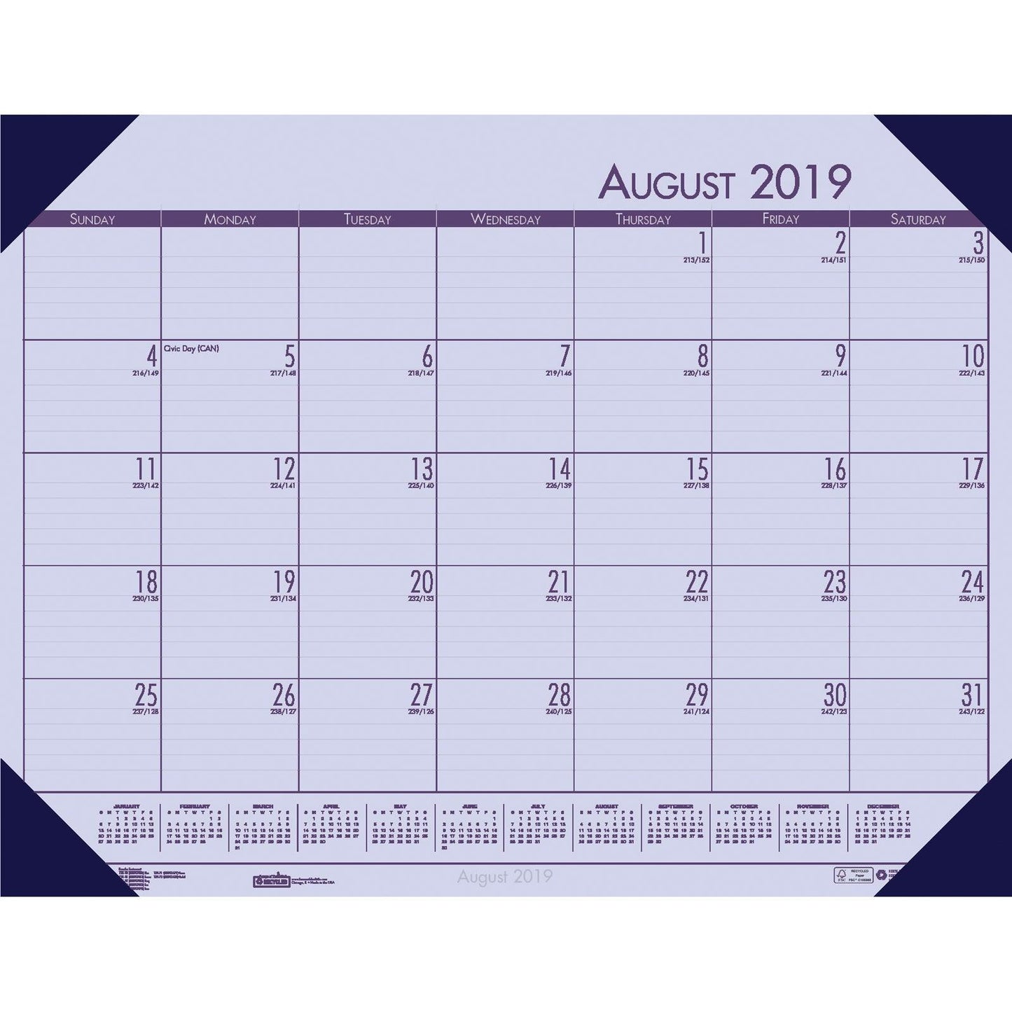 Academic Ecotones Calendar Desk Pad, Orchid Paper/Cordovan Holder, Pack of 2 - Loomini
